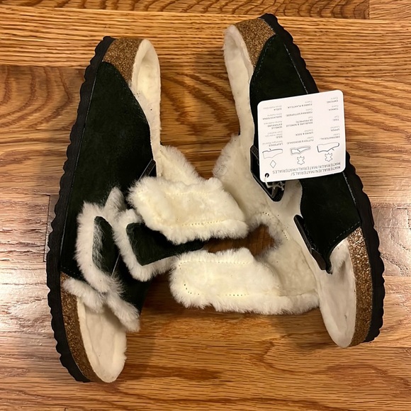 NWT Birkenstock Arizona Shearling Suede Leather Mountain View Green 8, 9, 10 - Picture 10 of 17
